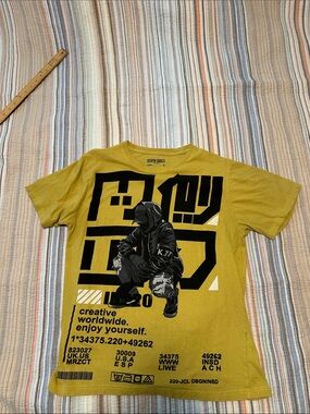 Seven Souls Men's Graphic Tee in Mustard Yellow